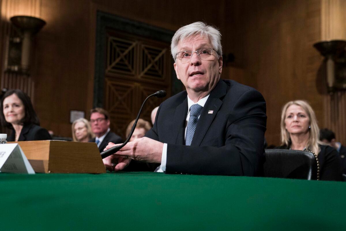  Christopher Waller testifies before the Senate Banking, Housing and Urban Affairs Committee during a hearing on their nomination to be member-designate on the Federal Reserve Board of Governors in Washington on Feb. 13, 2020. (Sarah Silbiger/Getty Images)