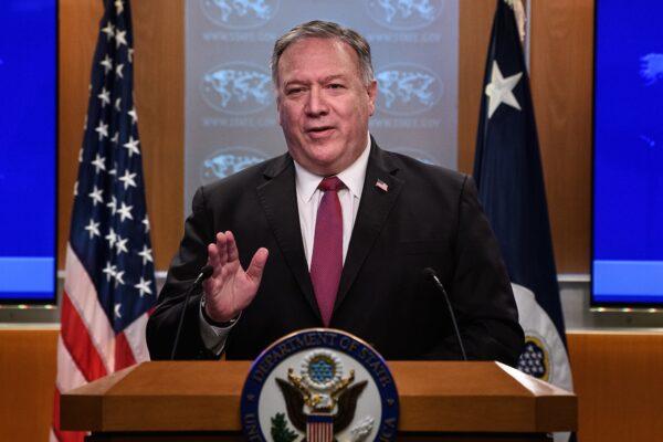 Secretary of State Mike Pompeo speaks at a press conference at the State Department in Washington, on Oct. 21, 2020. (Nicholas Kamm/AFP via Getty Images)