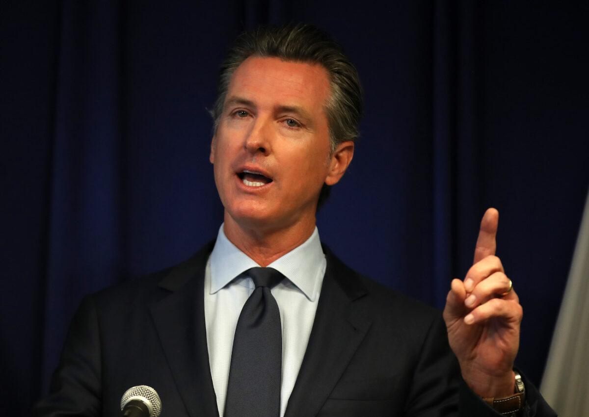California Gov. Gavin Newsom speaks during a news conference at the California justice department in Sacramento, Calif., on Sept. 18, 2019.<br/>(Justin Sullivan/Getty Images)
