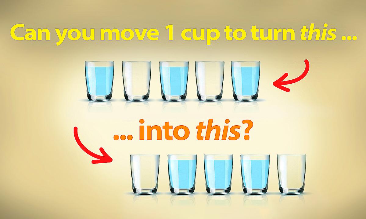 Can You Move Just 1 Cup in the Top Row to Match the Order of the Bottom Row?