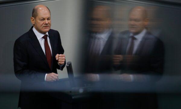 German Finance Minister Olaf Scholz delivers his speech during the debate about Germany's budget 2021, at the parliament Bundestag in Berlin, on Dec. 9, 2020. (Markus Schreiber/AP Photo)