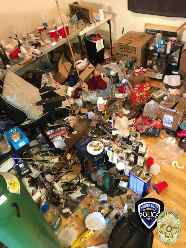  Items from a meth lab discovered by police in Santa Ana, Calif., on Nov. 17, 2020. (Courtesy of the Fountain Valley Police Department)