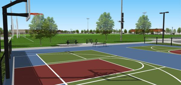 A rendering of a multi-use sports court, part of a new $13 million sports park in Cypress, Calif. (Courtesy of the City of Cypress)