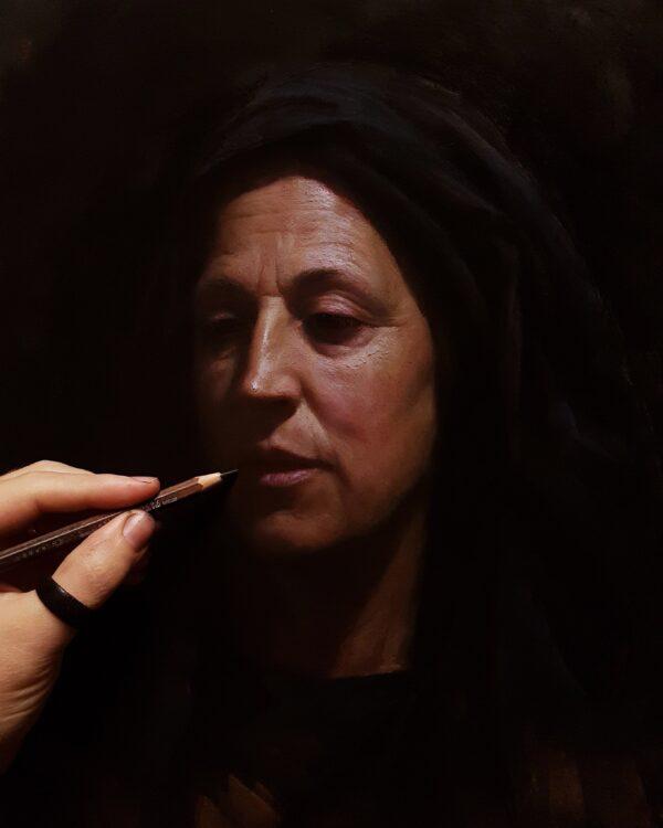 "Portrait of Mary After Christ,"2019, by Rubén Belloso Adorna. Pastel and gouache on paper; 16 3/4 inches by 14 3/4 inches. (Courtesy of Rubén Belloso Adorna)