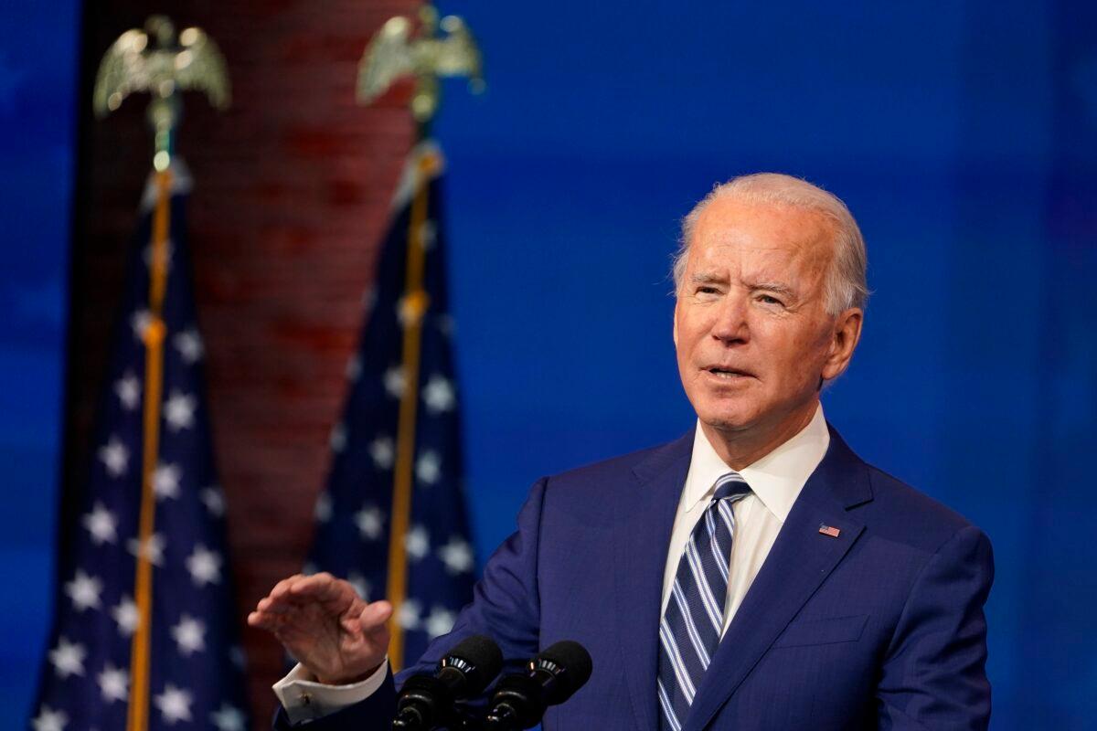 Democratic presidential nominee Joe Biden speaks during an event at The Queen theater in Wilmington, Del., on Dec. 9, 2020. (Susan Walsh/AP Photo)