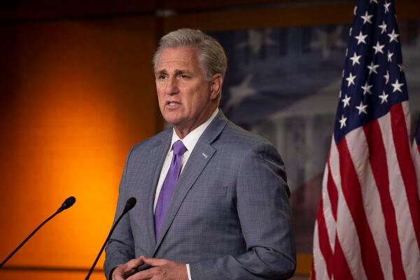 House Minority Leader Kevin McCarthy (R-Calif.) speaks at a news conference on Capitol Hill in Washington on Dec. 3, 2020. (Tasos Katopodis/Getty Images)