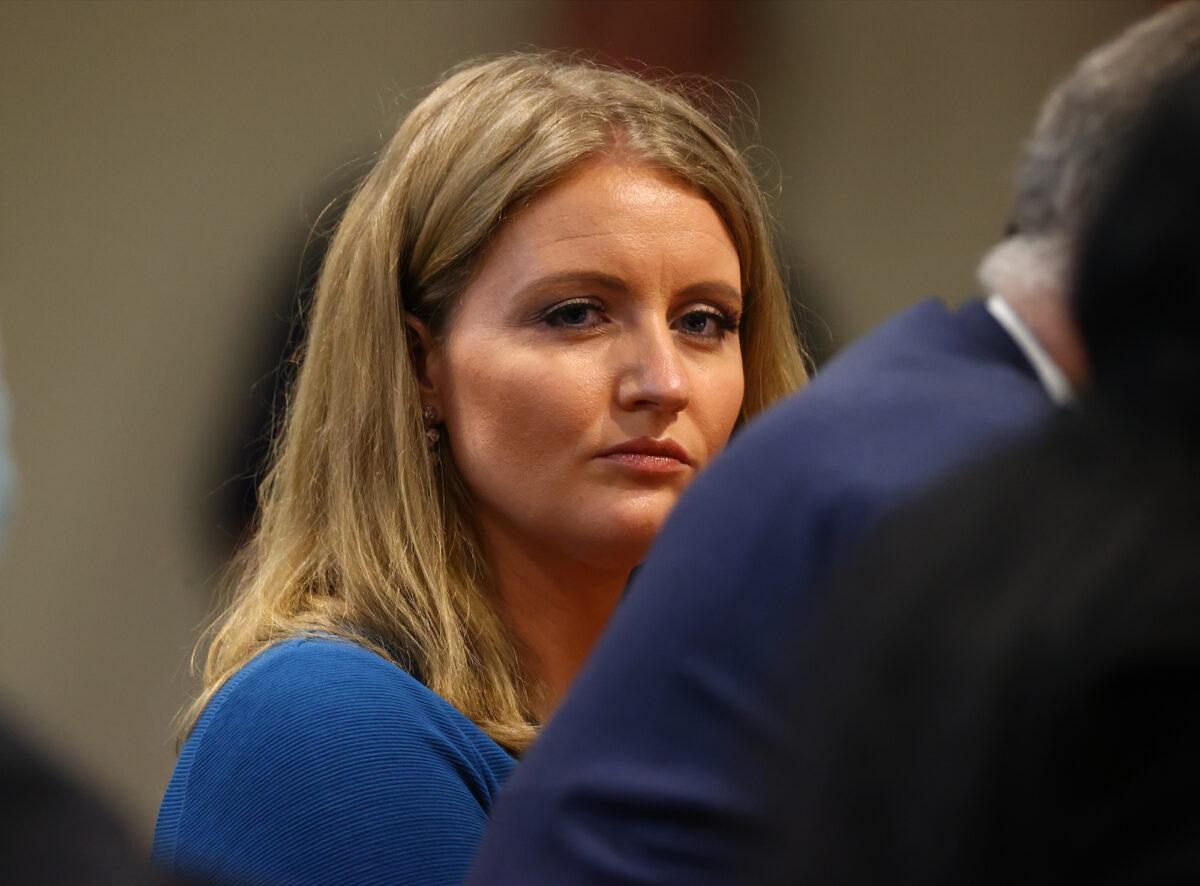 Jenna Ellis, a member of President Donald Trump's legal team, participates in a hearing before the Michigan House Oversight Committee, in Lansing, Mich., on Dec. 2, 2020. (Rey Del Rio/Getty Images)