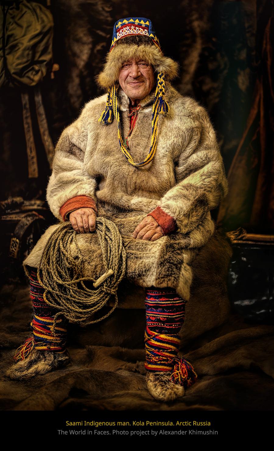 A Kola Peninsula Saami indigenous man in traditional clothing (© <a href="https://www.facebook.com/xperimenter">Alexander Khimushin</a> / The World In Faces)