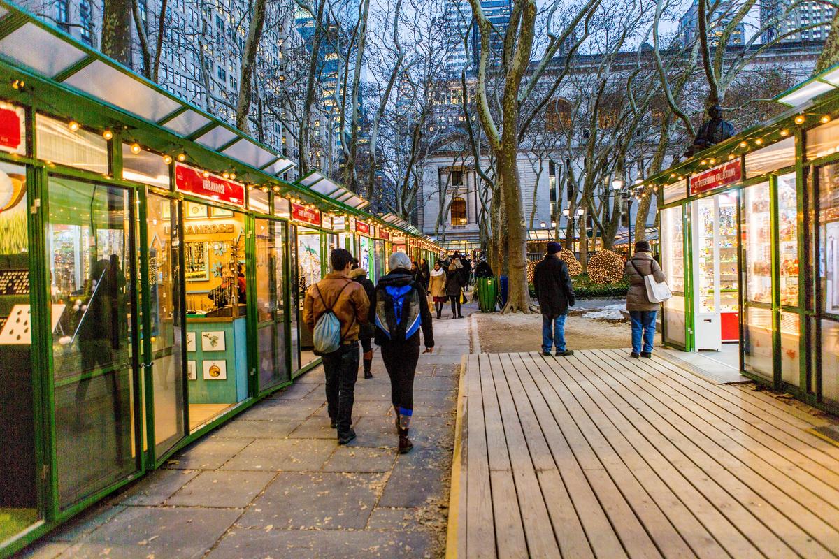 Holiday shops at Bryant Park in New York City. (Brittany Petronella)