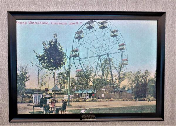 A photo in the lobby of the Chautauqua Harbor Hotel in upstate New York shows that a Ferris wheel once stood where it is located today. (Courtesy of Victor Block)