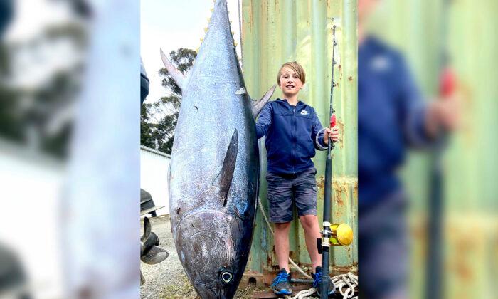10-Year-Old Boy Snags Massive 200lb Tuna Off the Coast of Tasmania, Sets New Record
