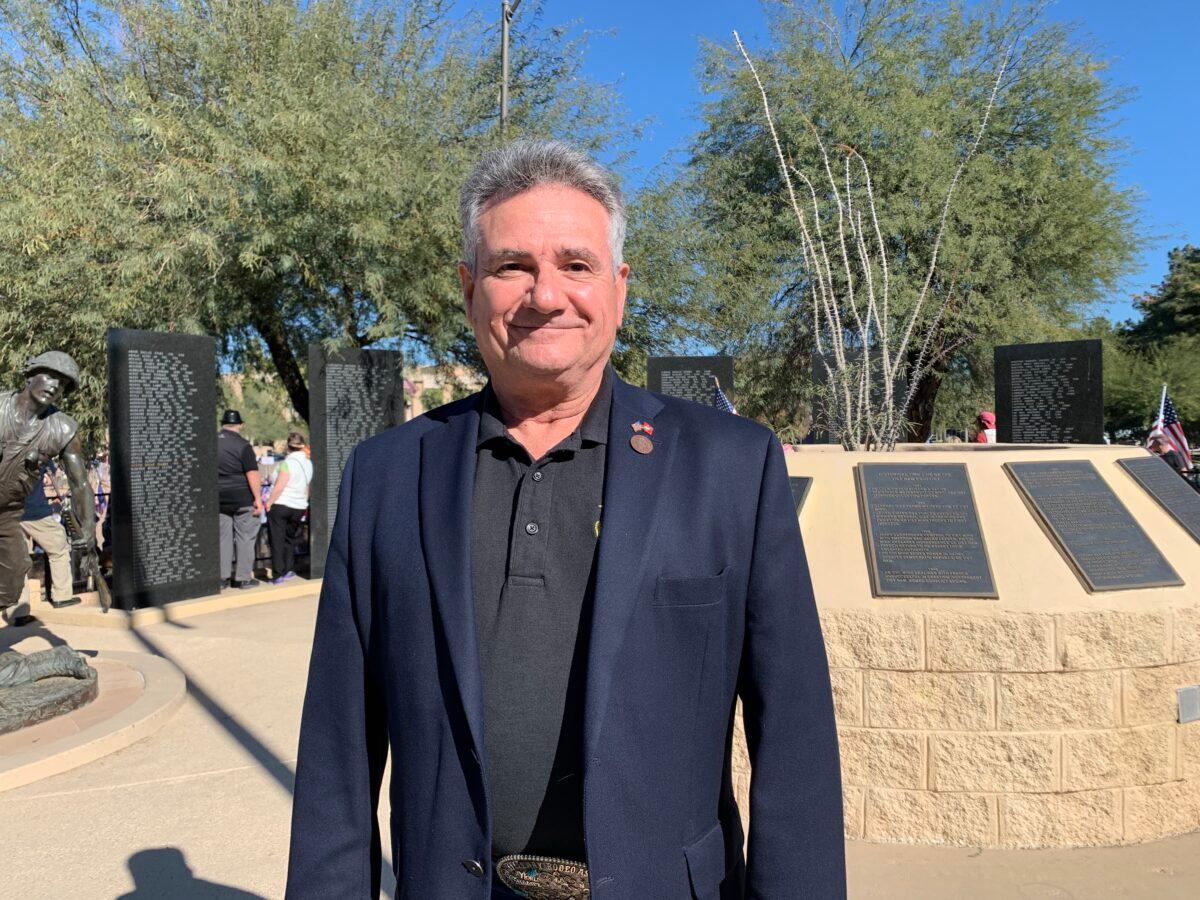 Arizona state Sen. Sonny Borrelli attends a "Stop the Steal" rally in Phoenix, Ariz., on Dec. 19, 2020. (Linda Jiang/The Epoch Times)