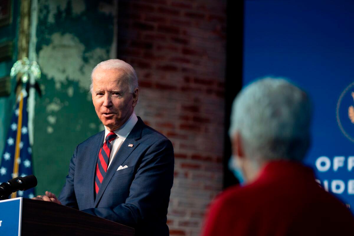 Democratic presidential nominee Joe Biden speaks in Wilmington, Del., on Dec. 19, 2020. (Alex Edelman/AFP via Getty Images)