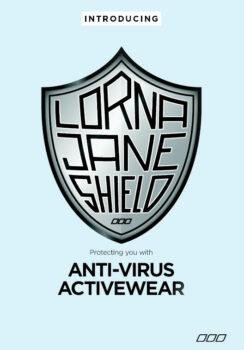 An advertisement featuring Lorna Jane's Anti-Virus Activewear infused with LJ Shield technology (ACCC)