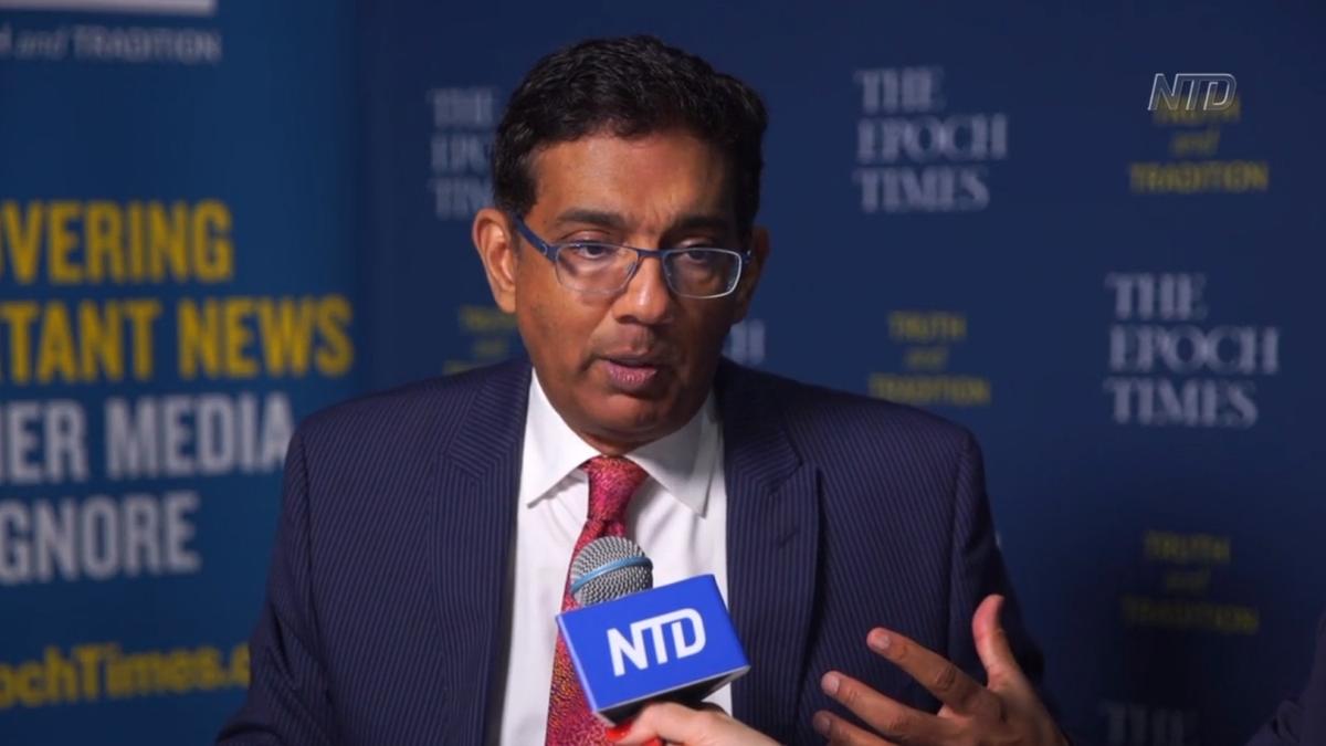 Filmmaker Dinesh D’souza gives his perspective on election issues. (NTD/Screenshot via The Epoch Times)