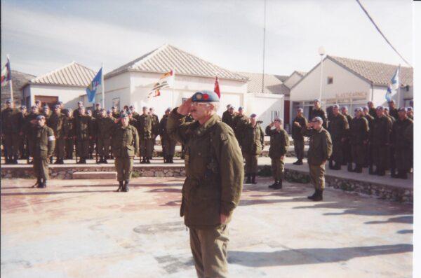 Lieutenant-Colonel David Redman participates in a Remembrance Day ceremony in 1995, in the former Republic of Yugoslavia. (Handout)