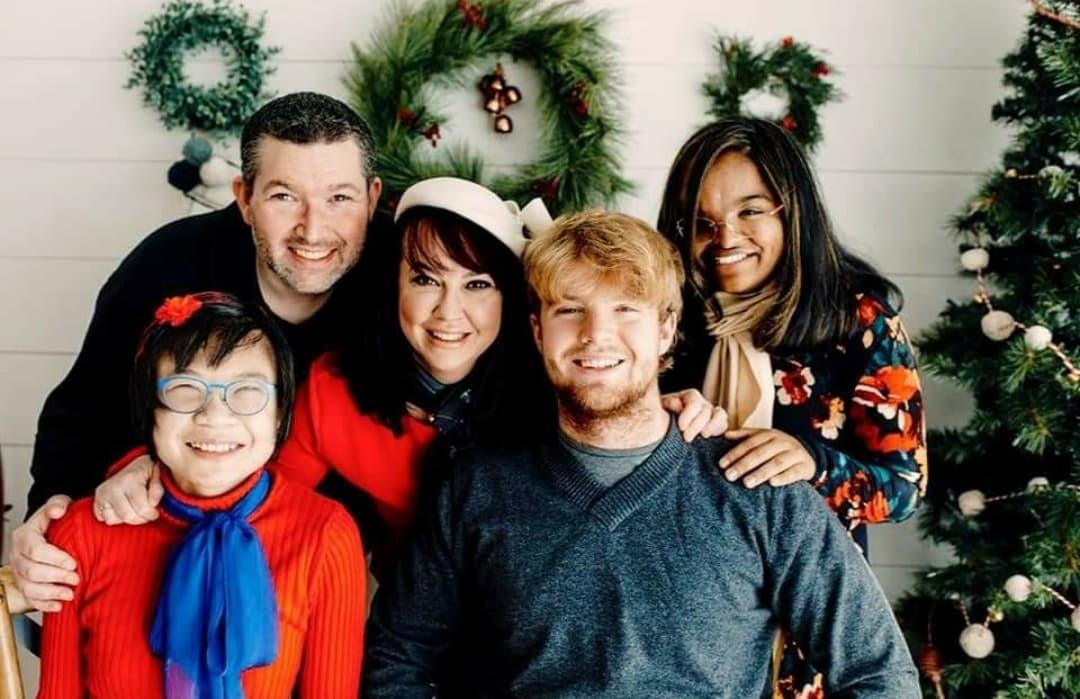 A family Christmas photo, taken shortly after Sony's facial reconstructive surgery. (Courtesy of <a href="https://www.facebook.com/ShannonElizabethClaire">Shannon Regan</a>)