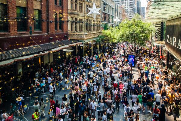 Shoppers are seen in the Pitt Street Mall during the Boxing Day sales as the Australian economy heads out of recession Sydney, Australia on Dec. 26, 2019. (Jenny Evans/Getty Images)