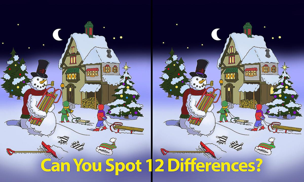 Can You Spot All 12 Differences Between These Christmas Scenes? How Sharp Are Your Eyes?