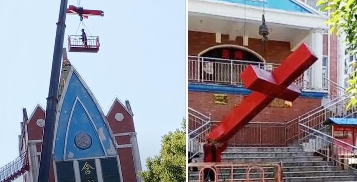The Hancheng Church in Hanshan County had its cross removed on April 28, 2020. (Courtesy of <a href="https://bitterwinter.org/">Bitter Winter</a>)