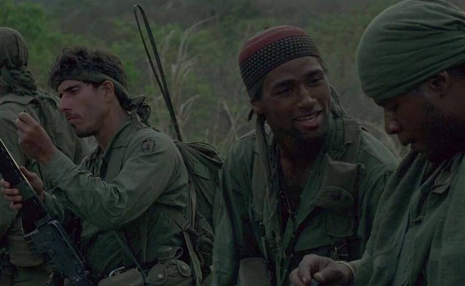 (L–R) Tony (Ivan Kane), Junior (Reggie Johnson), and Big Harold (Forest Whitaker), in “Platoon.” (Orion Pictures)