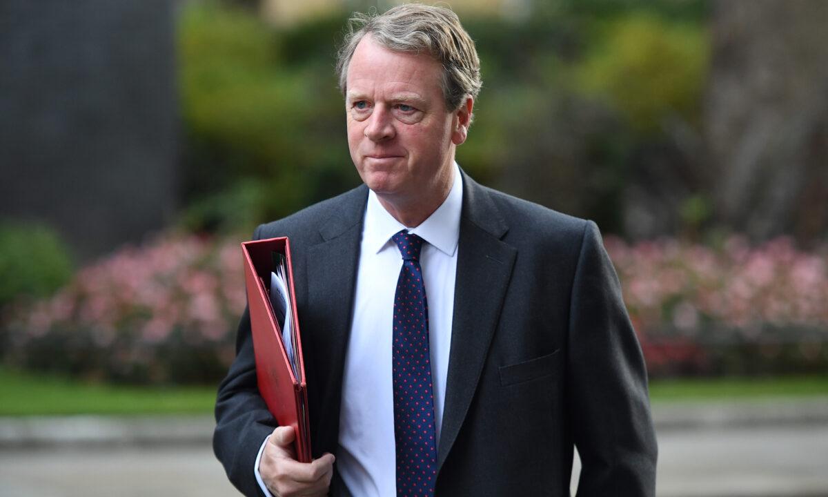 Secretary of State for Scotland Alister Jack arrives in Downing Street for the weekly cabinet meeting to be held in the Foreign and Commonwealth Office in London, on Sept. 30, 2020. (Leon Neal/Getty Images)