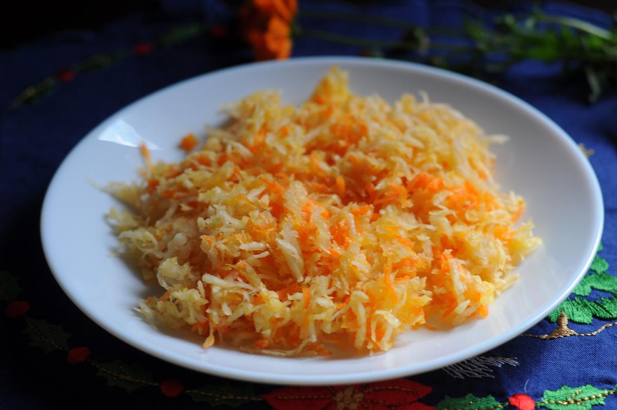 This grated root vegetable salad, seasoned until just right, is worth the prep work. (Mihaela Lica-Butler)