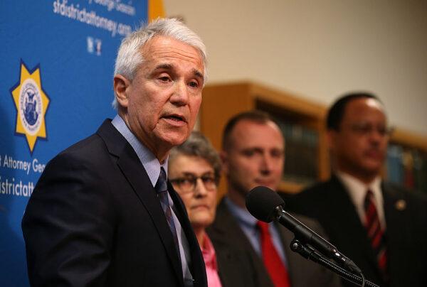 George Gascón, then-San Francisco district attorney who took office as Los Angeles County district attorney on Dec. 7, 2020, speaks during a news conference in San Francisco on Dec. 9, 2014. (Justin Sullivan/Getty Images)