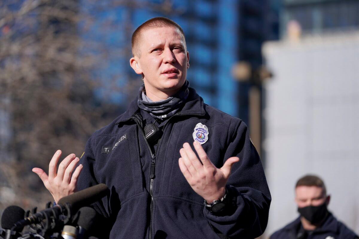 Nashville Police Officer Richard Tyler Luellen speaks at a news conference in Nashville, Tenn., on Dec. 27, 2020. (Mark Humphrey/AP Photo) Nashville Police Officer Richard Luellen speaks at a news conference in Nashville, Tenn., on Dec. 27, 2020. (Mark Humphrey/AP Photo)