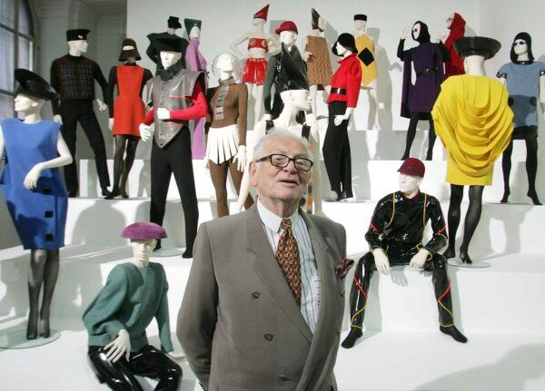 French fashion designer Pierre Cardin presents his exhibition "Design and Fashion 1950- 2005" at the academy for arts in Vienna, Austria, on May 3, 2005. (Ronald Zak/AP Photo)