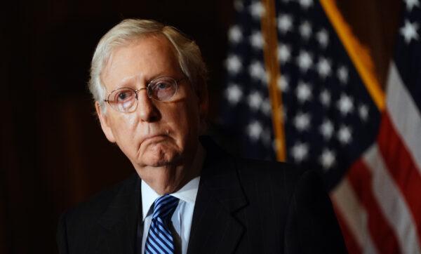 Senate Majority Leader Mitch McConnell (R-Ky.) speaks to the media after the Republican's weekly senate luncheon in the U.S. Capitol in Washington on Dec. 8, 2020. (Kevin Dietsch-Pool/Getty Images)