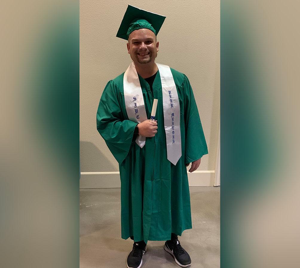 Graduating as a medical assistant. (Courtesy of <a href="https://www.facebook.com/jerold.maghoney">Jerold Maghoney</a>)