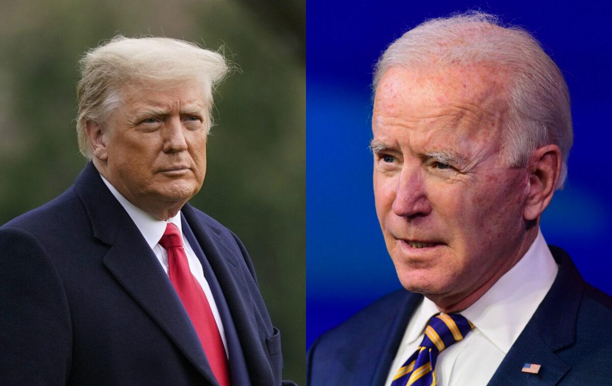 President Donald Trump (L) and Democratic presidential candidate Joe Biden in file photographs. (AP Photo; Getty Images)