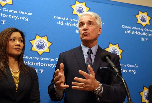 George Gascón, then-San Francisco District Attorney who took office as Los Angeles County District Attorney on Dec. 7, 2020, speaks during a news conference in San Francisco on Dec. 9, 2014. (Justin Sullivan/Getty Images)