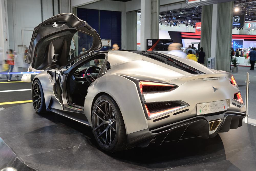 The Icona Vulcano Titanium, the world's first titanium supercar, at Dubai Motor Show 2017. (slava296/Shutterstock)