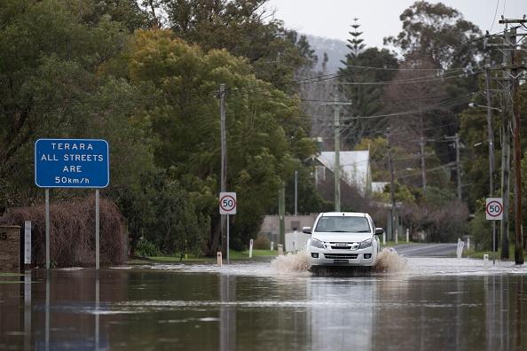 Heavy flooding is seen along the Shoalhaven River at Terara near the town of Nowra in Nowra, Australia on Aug. 10, 2020. (Brook Mitchell/Getty Images)