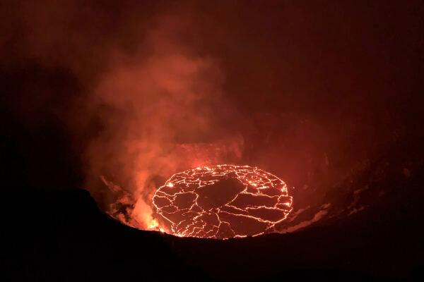 The continuing eruption of Hawaii's Kilauea volcano is shown on Dec. 28, 2020. (D. Downs/U.S. Geological Survey via AP)