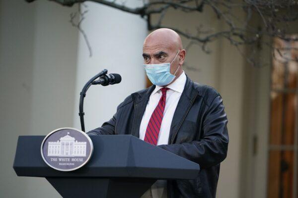 Dr. Moncef Slaoui, vaccine expert, delivers an update on "Operation Warp Speed" in the Rose Garden of the White House in Washington, D.C., on Nov. 13, 2020. (Mandel Ngan/AFP via Getty Images)