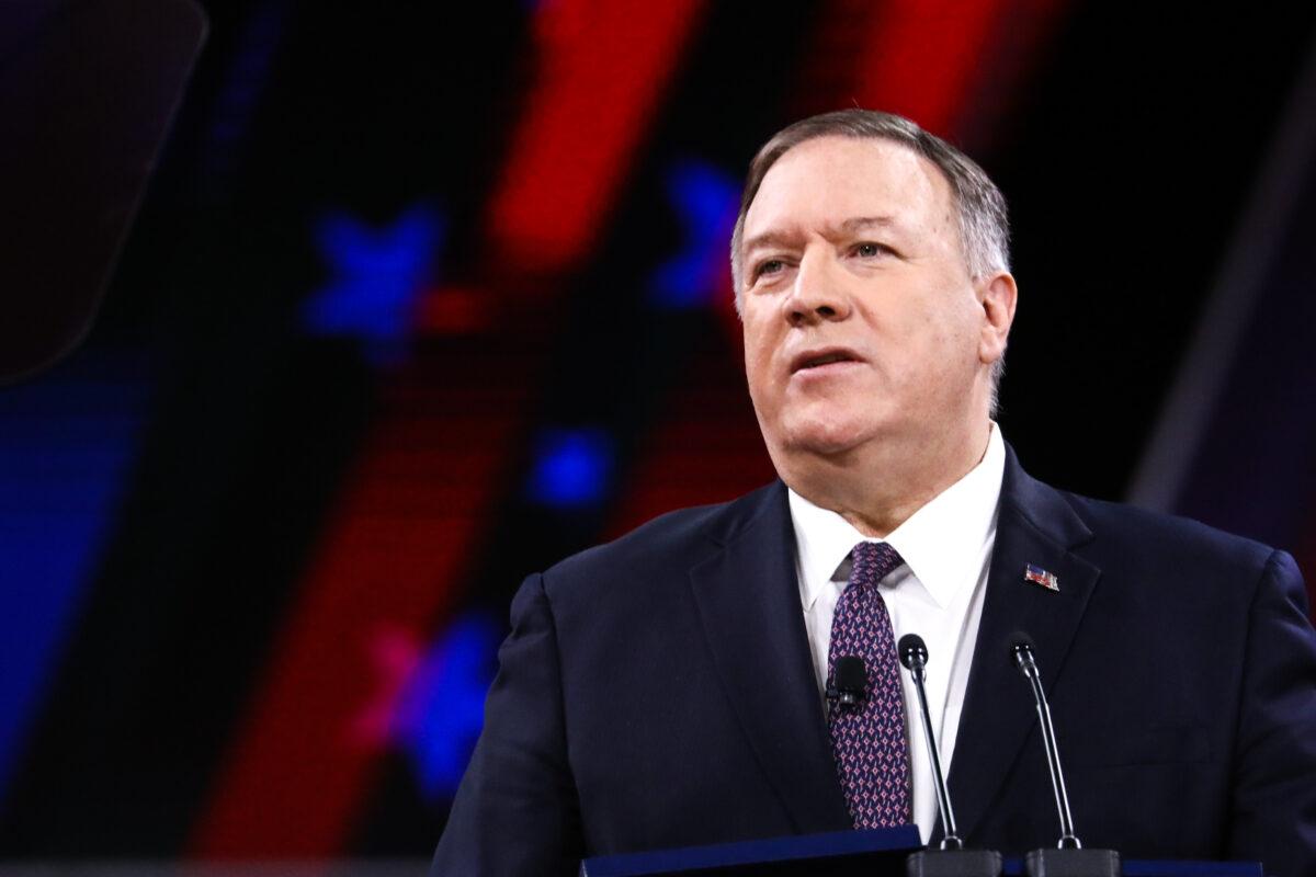 Secretary of State Mike Pompeo speaks at the CPAC convention in National Harbor, Md., on Feb. 28, 2020. (Samira Bouaou/The Epoch Times)