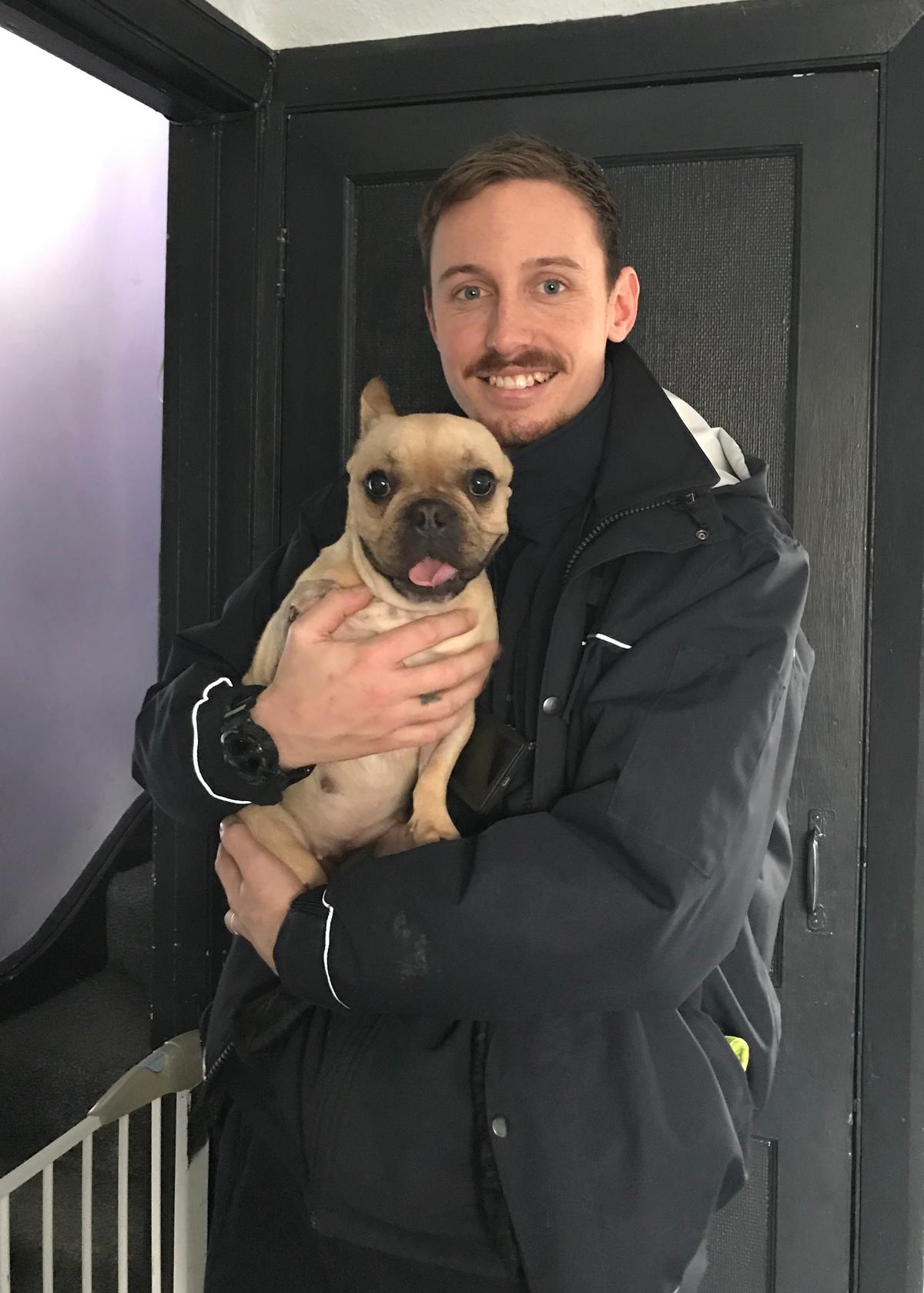 Minnie with RSPCA inspector Ryan King. (Courtesy of <a href="https://www.rspca.org.uk/">RSPCA</a>)
