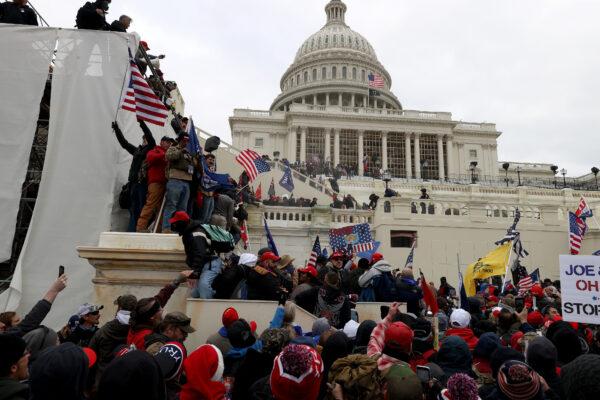 Protesters gather outside the U.S. Capitol Building in Washington on Jan. 6, 2021. (Tasos Katopodis/Getty Images)