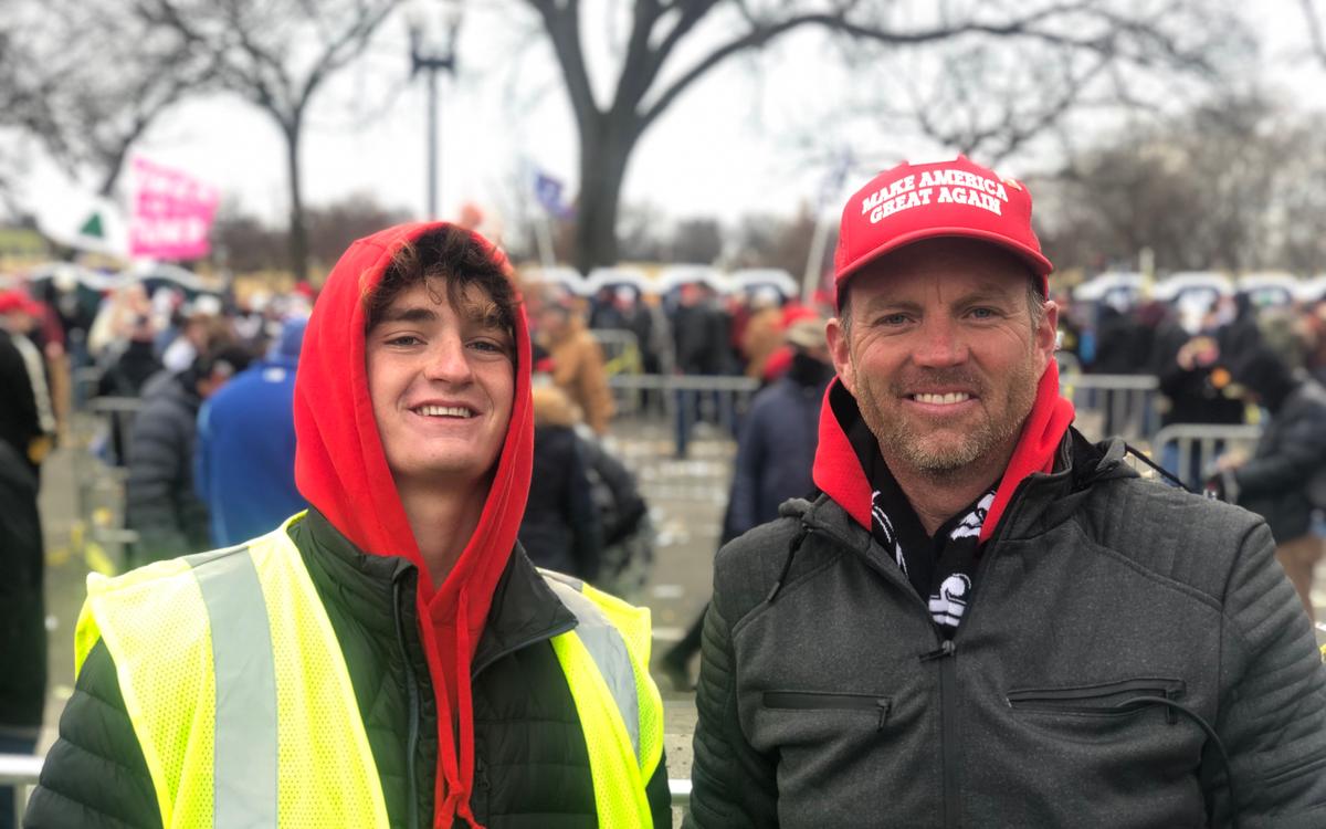Dave Adams (R) and his son near the White House on Jan. 6, 2021. (Bowen Xiao/The Epoch Times)