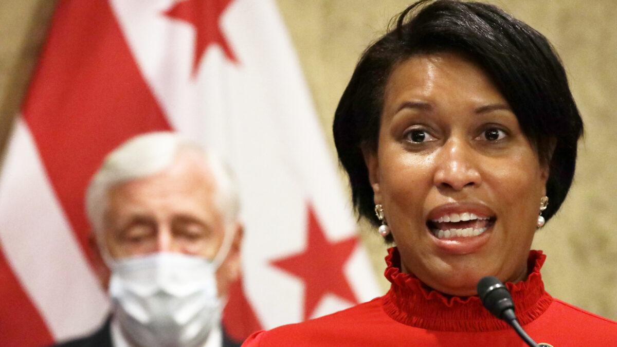 Washington Mayor Muriel Bowser speaks as House Majority Leader Steny Hoyer (D-Md.) listens during a news conference on Capitol Hill on June 25, 2020. (Alex Wong/Getty Images)