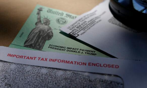 A stimulus check issued by the IRS to help combat the adverse economic effects of the COVID-19 outbreak, in San Antonio, Texas, on April 23, 2020. (Eric Gay/AP Photo)