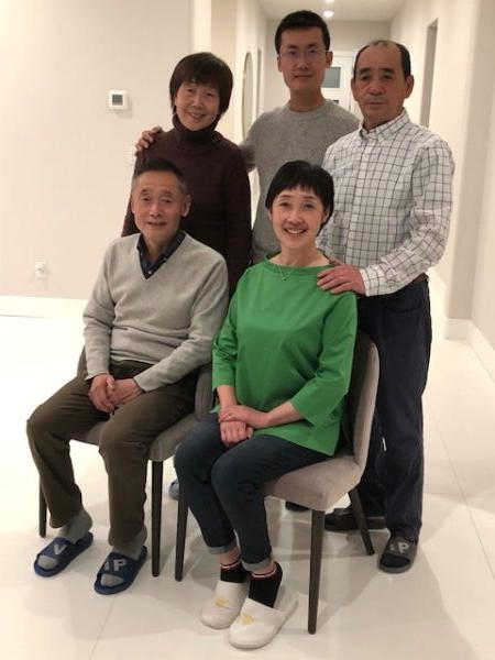 The “Finding Courage” family (L–R): (seated) Leo Wang, Yifei Wang; (standing) Sophia, Martin, and Gordon. (Courtesy of Mark Lentine)