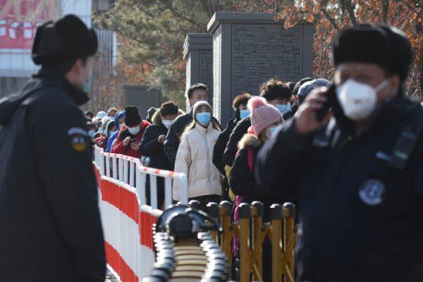 Residents line up to be tested for the COVID-19 in Beijing, China on Jan. 11, 2021. (GREG BAKER/AFP via Getty Images)