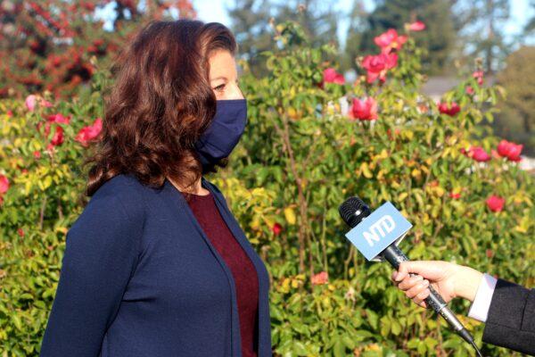 Lori Meyers discusses her views on critical race theory in an interview with NTD in San Jose, Calif., on Dec. 22, 2020. (David Lam/The Epoch Times)