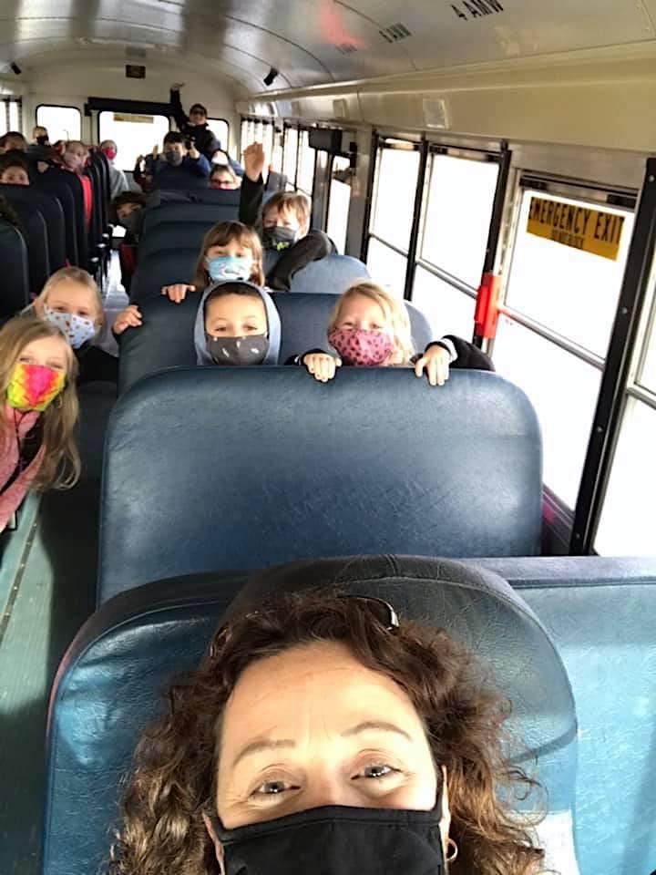 Throgmorton driving the school bus. (Courtesy of <a href="https://www.instagram.com/jthrog/">Janet Throgmorton</a>)