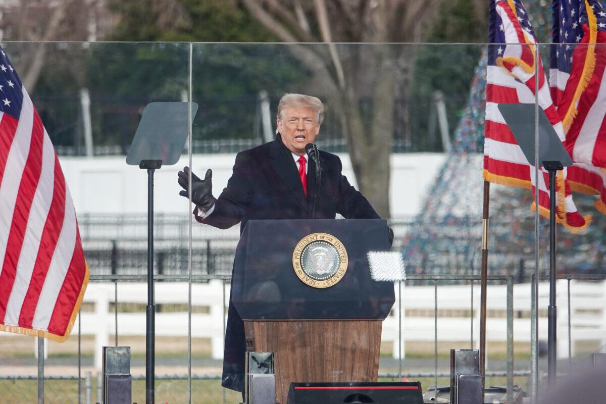 President Donald Trump at the Stop the Steal rally in Washington on Jan. 6, 2021. (Jenny Jing/The Epoch Times)