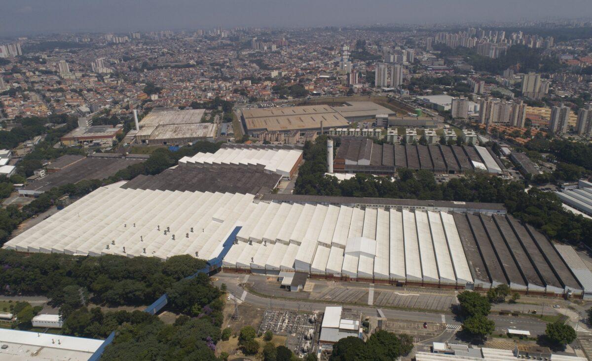 An aerial view of a Ford Motor Company factory in Sao Bernardo do Campo, in the greater Sao Paulo area, Brazil, on March 12, 2020. (Andre Penner/AP Photo, file)